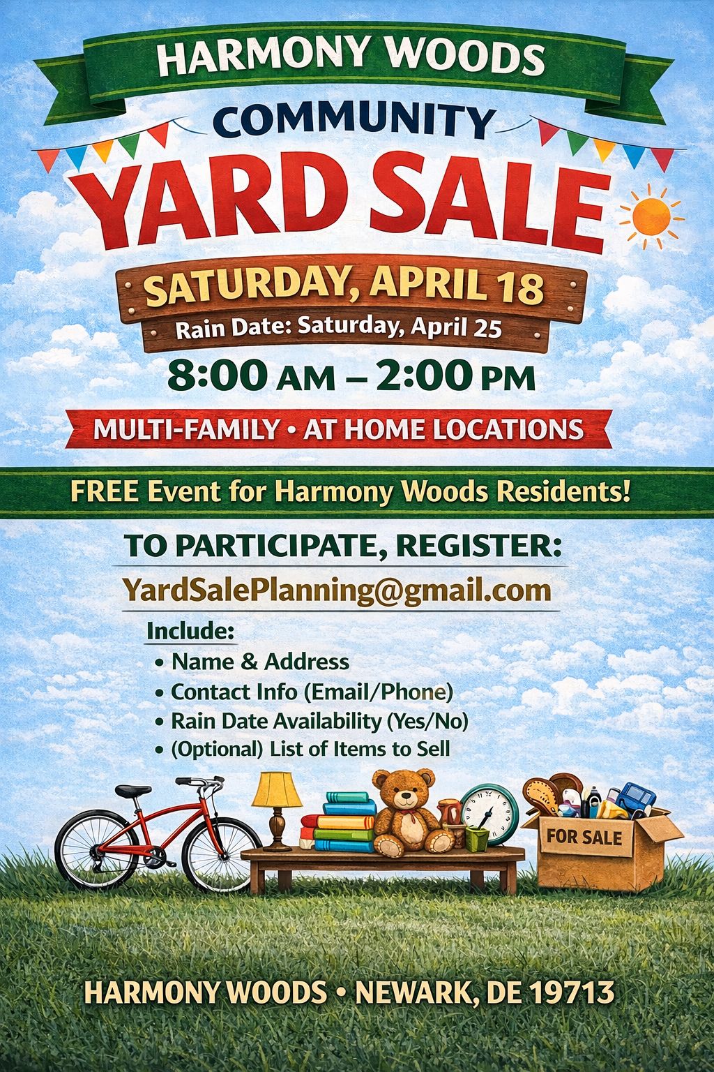 Multi-Family Community-Wide Yard Sale Throughout Harmony Woods