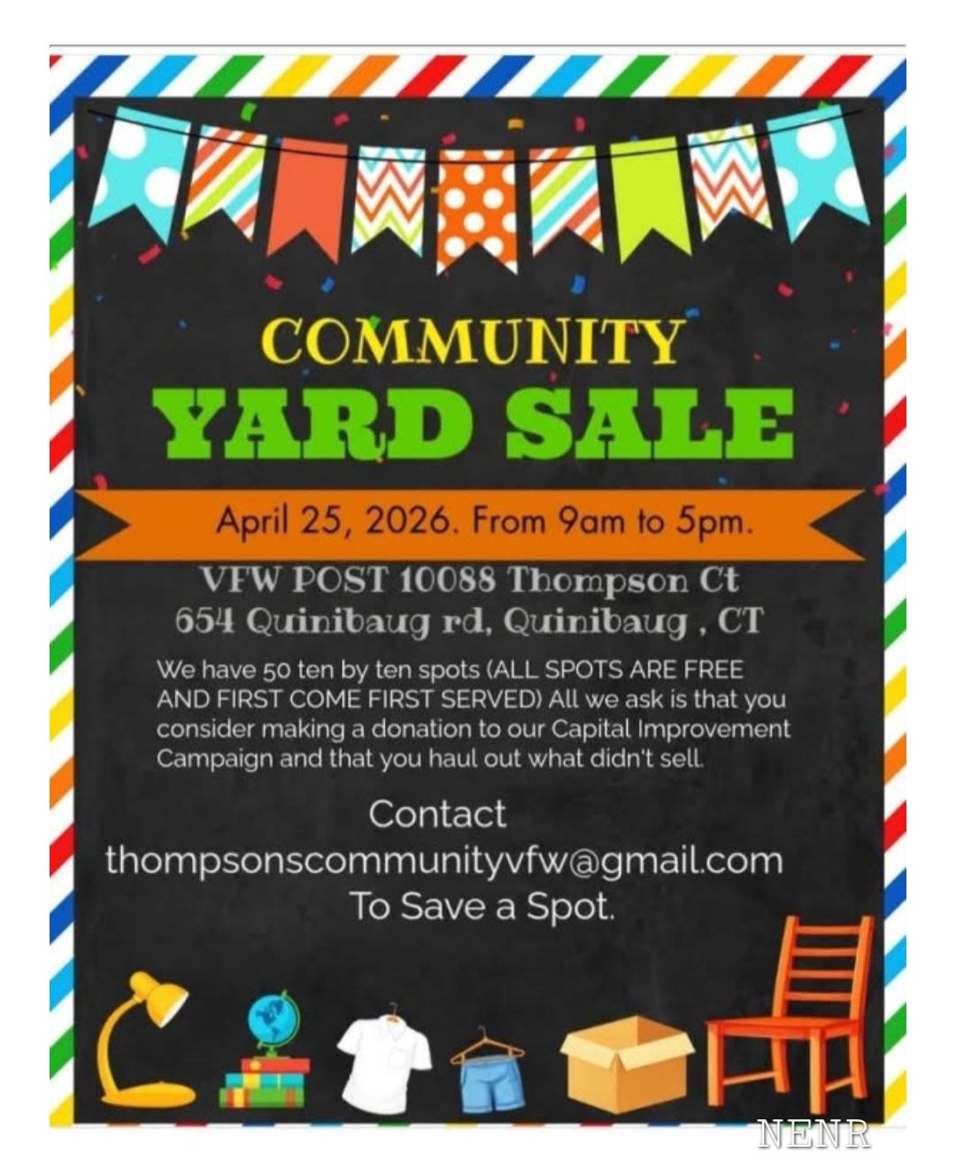 NORTHEAST NEWSREEL *YARD SALE - 4/25*